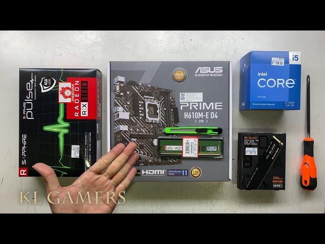 intel Core i5 13400F ASUS PRIME H610M-E D4 SAPPHIRE RADEON RX550 PULSE Gaming PC Build