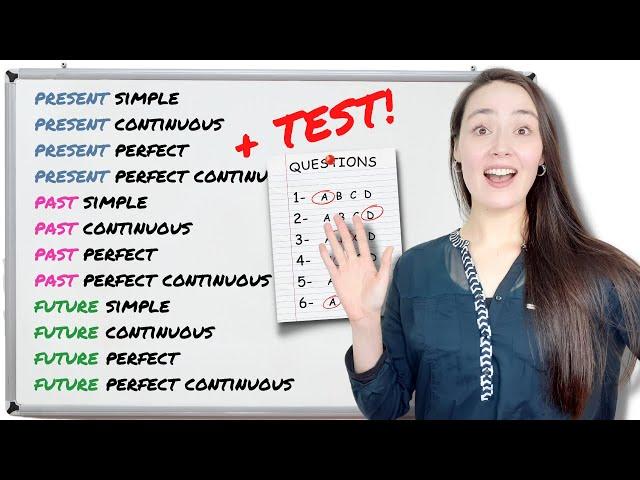 ALL 12 ENGLISH TENSES IN 1 HOUR! + TEST