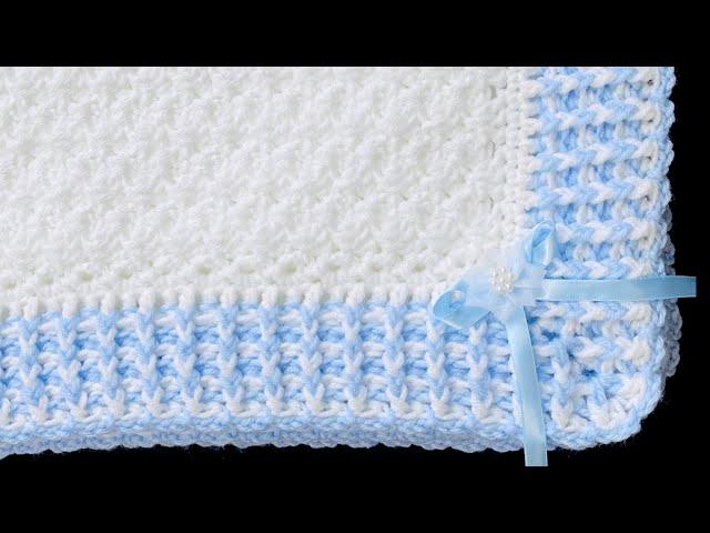 BABY BLANKET CROCHET PATTERN WITH BEAUTIFUL CROCHET STITCH FOR BABY BLANKETS AND EASY CROCHET BORDER