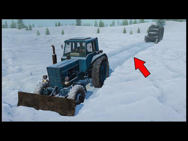 SNOW RUSSIAN ROAD! USSR TRACTOR - SnowRunner