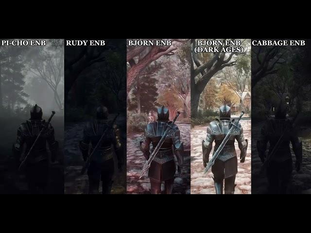 [Nolvus Skyrim] ENB Comparison (Pi-Cho, Rudy, Bjorn, Bjorn Dark Ages, Cabbage)