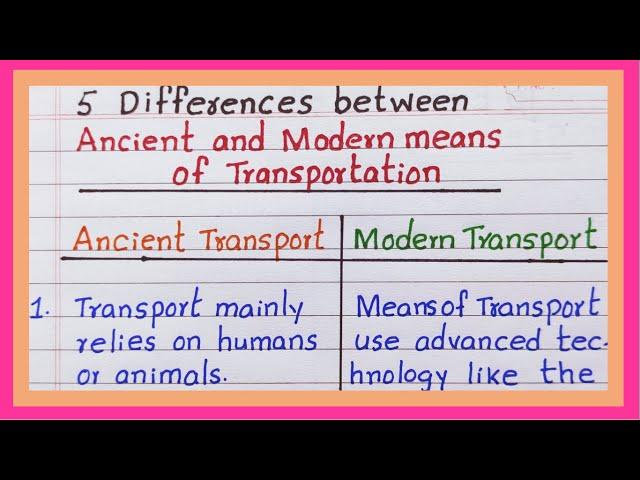 Difference between Ancient and Modern Means of Transport | in English | 5 Differences