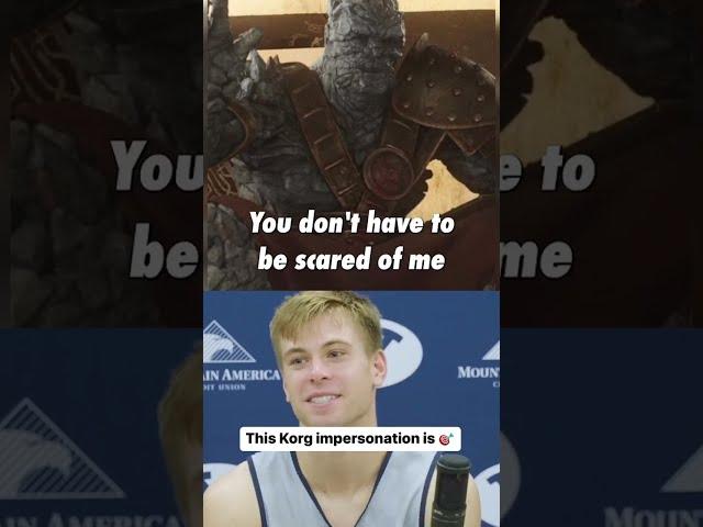 BYU guard Dallin Hall NAILED this Korg impersonation 