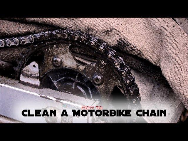 The filthiest motorbike chain you ever seen being cleaned