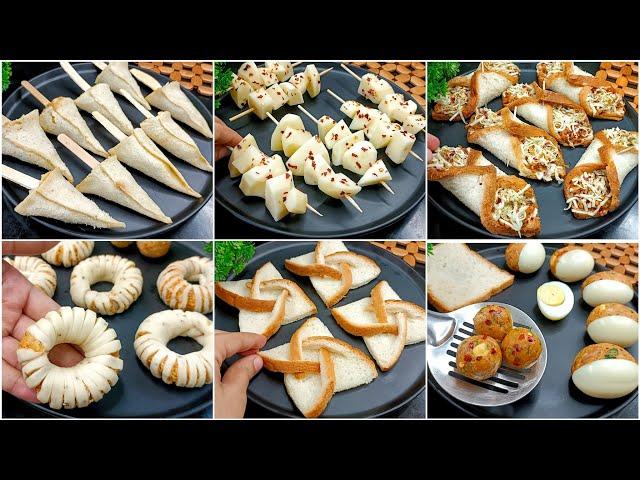 6 Unique Easy Snacks Recipes | Evening Snacks Recipes | Bread Snacks  | New Recipe | Potato Snacks