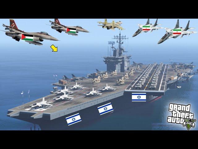 Israeli Second Navy Aircraft Carrier Badly Destroyed by Iranian Fighter Jets - GTA 5