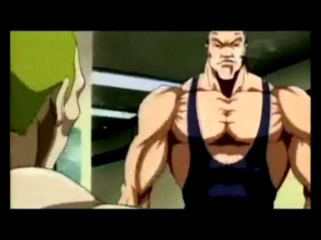 look at my muscles anime fight