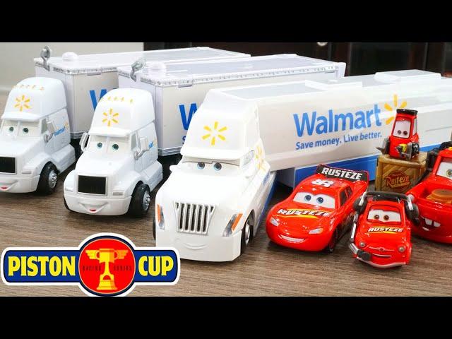 Disney Cars Wally Haulers Brother Marty Piston Cup Hauler with Team Lightning Mcqueen!