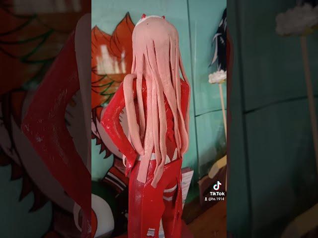 I made a zero two clay sculpture!#shorts #anime #glasspainting #claysculpture