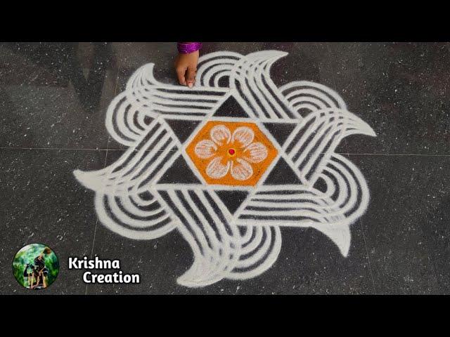 Margazhi madham special kolam | Easy padi kolam design with 5x3 dots | Dhanurmasam muggulu