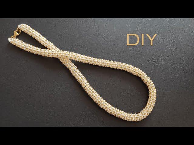 Seed Bead Necklace / Bracelet Tutorial, White Gold Necklace DIY, How to Make Beaded Rope Necklace