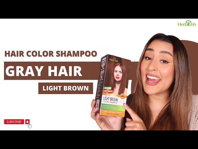 Herbishh Hair Color Shampoo for Gray Hair – PPD FREE- Long Lasting & DIY (LIGHT BROWN) | Herbishh