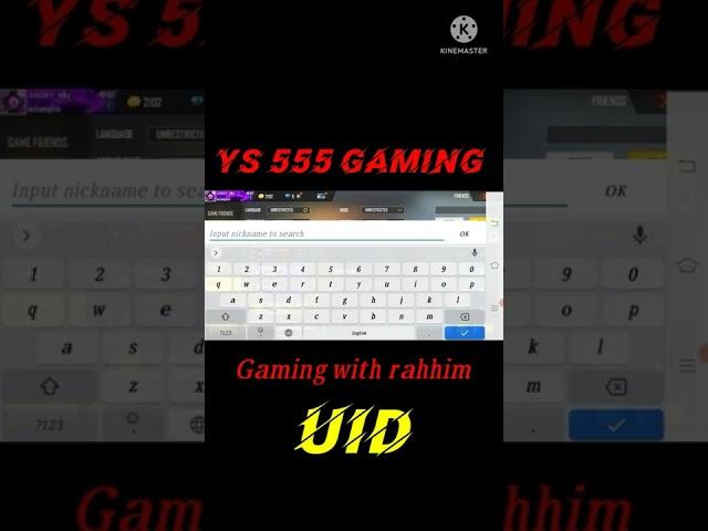 Gaming with rahhim uid # YS 555 Gaming #garenafreefire #