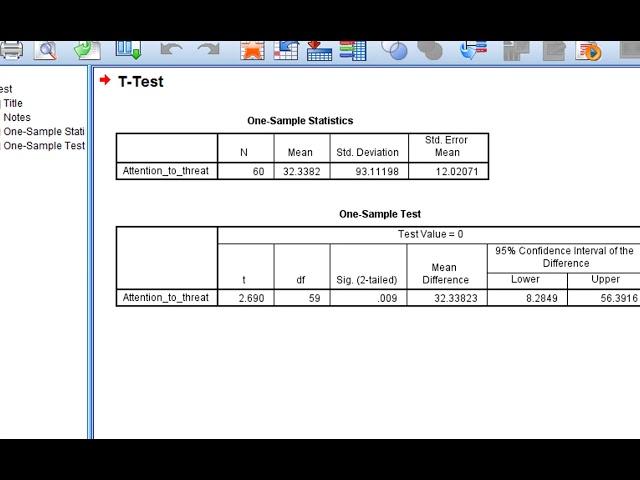 one sample t-test in SPSS