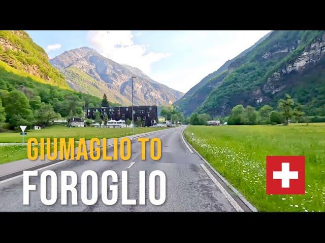 Driving in Switzerland  from Giumaglio to Foroglio Waterfall in May 2023