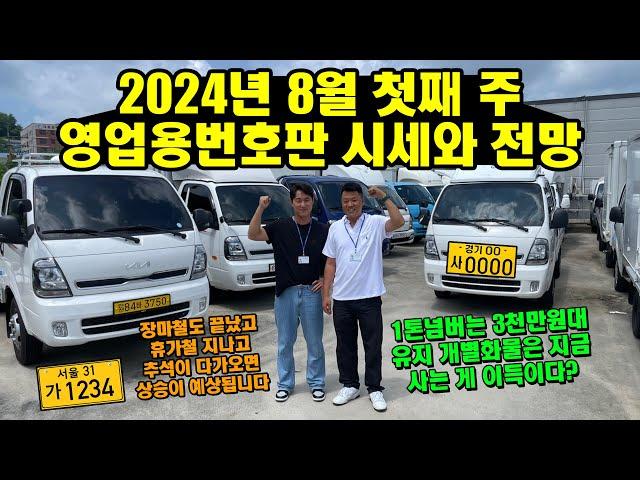 2024년 8월 첫째 주 영업용번호판 시세와 전망 "개별화물은 지금 사는 게 이득?, 1톤은 3천만원대" (화물차, 트럭)