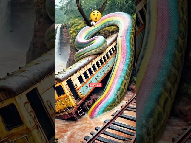 AI Travel Relaxing | Natural Discovery | Rainbow Python vs Train #shorts #trending #art