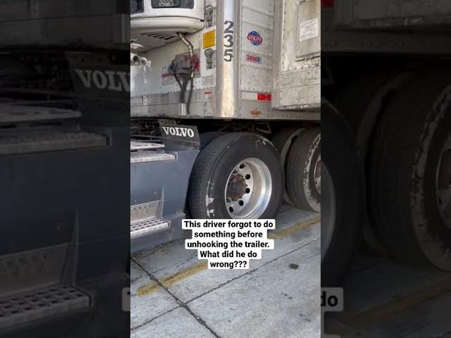 Truck driver forgets to do something important before unhooking #shorts #reefer #trucking #mistake