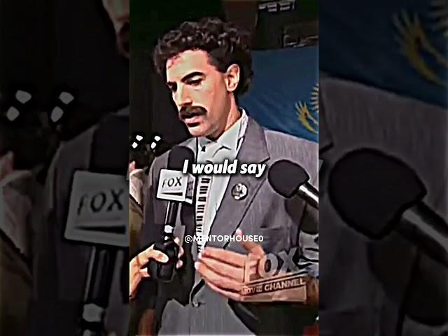 Borat gets interviewed by female interviewer  #alphamale #automobile #mentalhealthcare #funny