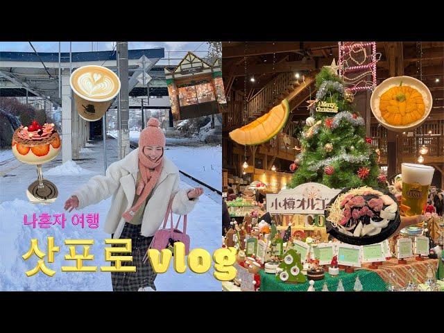 Sapporo Trip Alone VLOG December Christmas Market Snowing Otaru, Good Parfait Store, Genghis Khan