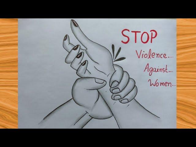 International day of elimination of violence against women drawing | Stop violence poster 2022.