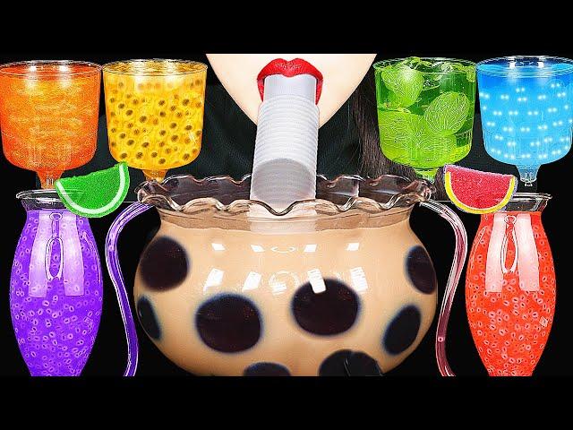 ASMR RAINBOW DRINKS *GIANT BOBA BUBBLE TEA, CANDY, VAMPIRE FROG EGGS TEA, 신기한 물 먹방 DRINKING SOUNDS