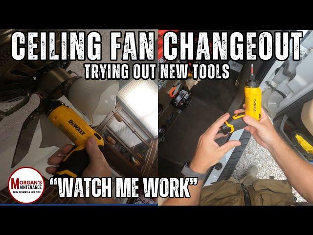 "Watch Me Work" Ceiling Fan Changeout with New Tools #maintenance #handyman #electrical #dewalt