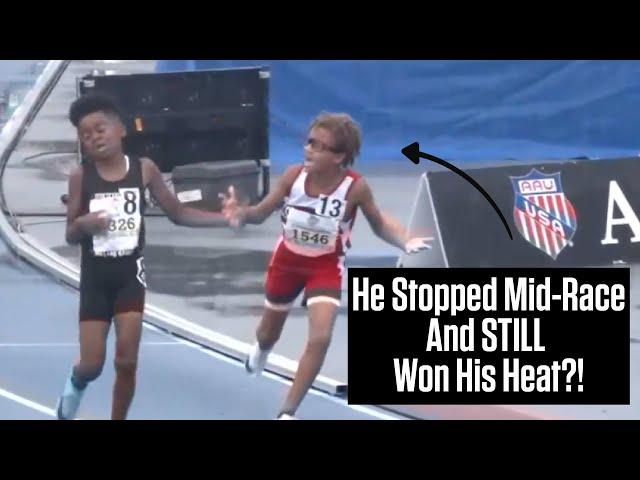 Kid Stops Mid-Race And Still Comes Back To Win 800m At AAU Junior Olympics 2023