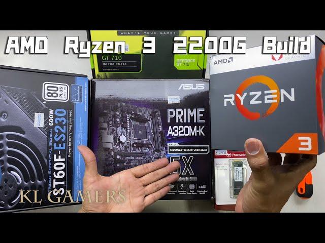 AMD Ryzen 3 2200G ASUS PRIME A320M-K Transcend SSD Hyper X GT 710 Armaggeddon Infineon 1000 Build