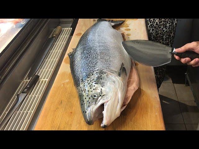 Salmon Cutting Skills 鮭魚切割技能   How to Cut a Salmon for Sashimi