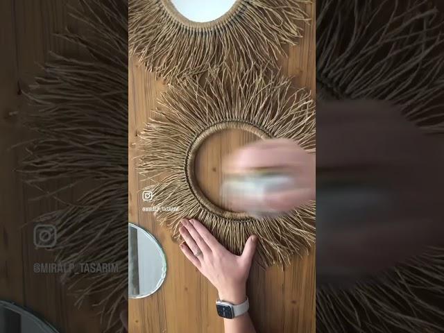 DIY/ Kağıt ipten ayna / Rafya Ayna / Raffia Mirror/ Bohemian #diy #kendinyap #macrame