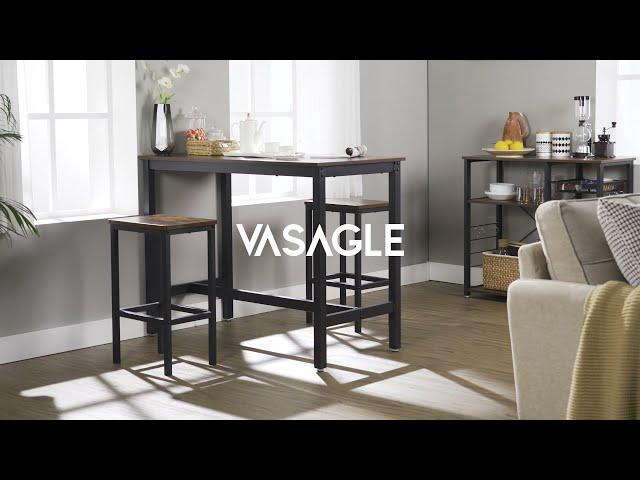 Industrial Style Bar Table with Stools, Kitchen Furniture, Home Improvement - VASAGLE - ULBT15X