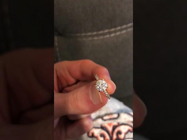 6.5mm Round Colorless C&C Moissanite Ring by Fire & Brilliance