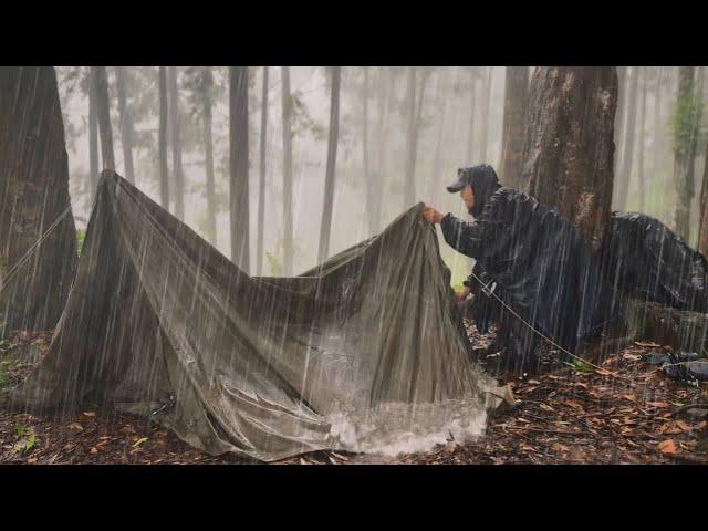 Struggle in Bad Heavy Rain || Heavy Rain in My Japanese Tent Camping