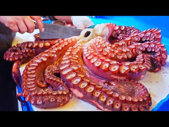 Sea Monster！Giant Octopus Cutting Skills, Octopus Chili Soup-Seafood /深海大海怪！巨大章魚切割技能, 章魚辣醬湯 - 海鮮市場