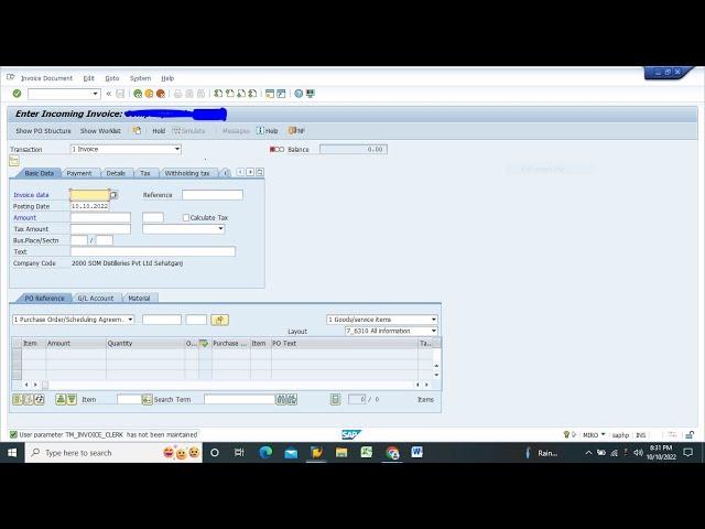 Invoice verification : MIRO : How to book Vendor Invoice in SAP