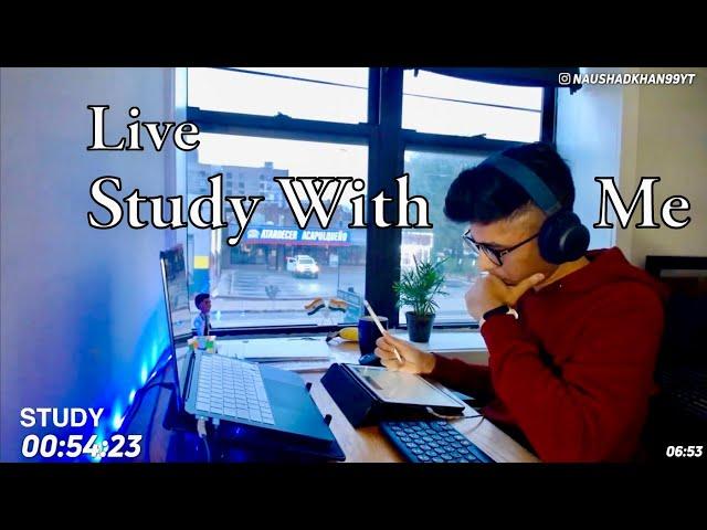  LIVE Study With Me | rain sounds and 60/10 pomodoro timer study/break ️⏰