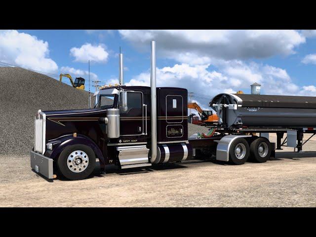 Hauling Heavy Stone - (Custom Side Dump Trailer) - Kenworth W900L - American Truck Simulator