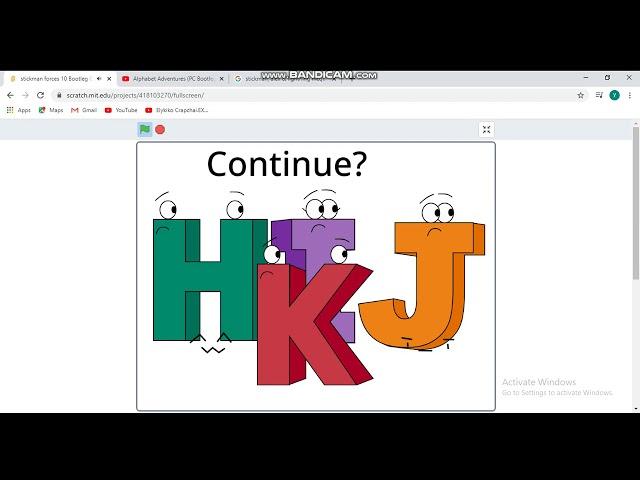 Alphabet Adventures 2 (PC Bootleg) Continue + Game Over as H I J K