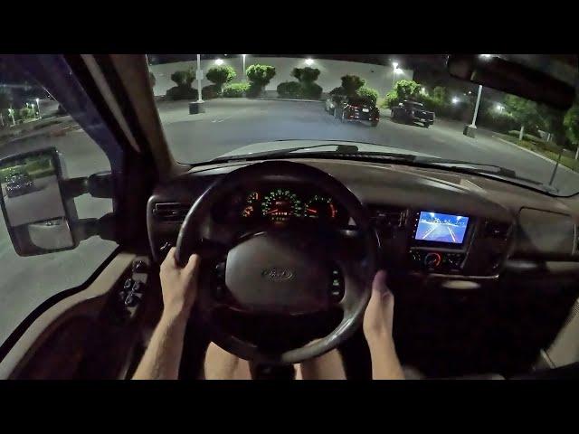 1999 Ford F-350 Super Duty 7.3 Powerstroke - POV Night Drive (Binaural Audio)