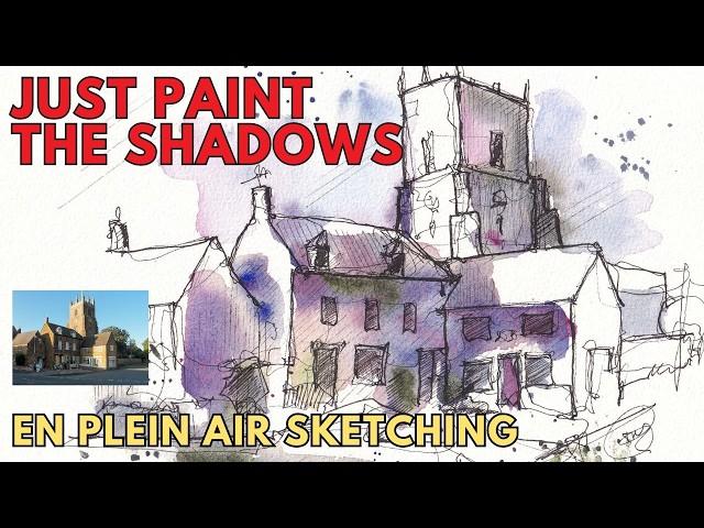 Painting just the shadows - Urban Sketching Tutorial