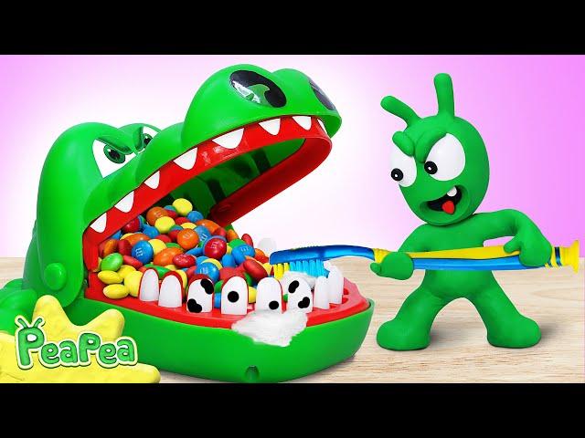 Brush Your Teeth With Crocodile Dentist Pea Pea!  Fun Dental Care for Kids!
