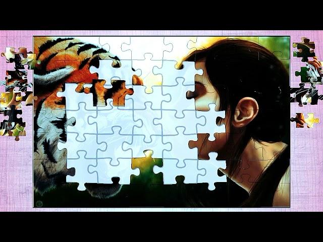 puzzle #449 gameplay || hd wild-girl + tiger puzzle games || @combogaming335