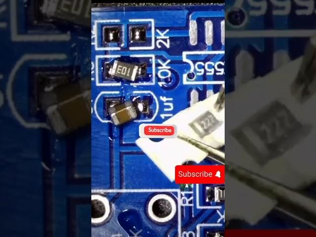 Smd components soldering on PCB with hot air gun