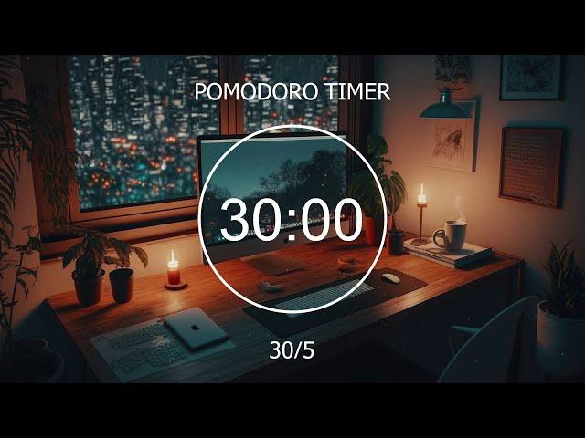 30/5 Pomodoro Timer  Focus Study / Work with Lofi Music ︎ Rain Sound  Focus Station