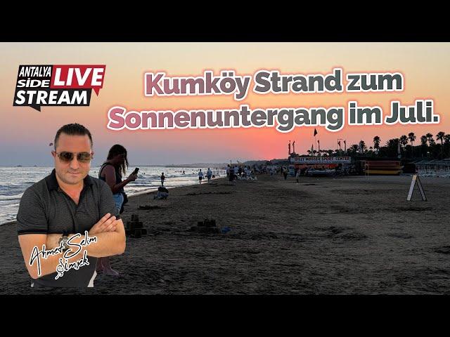 Kumköy Strand zum Sonnenuntergang im Juli. Live