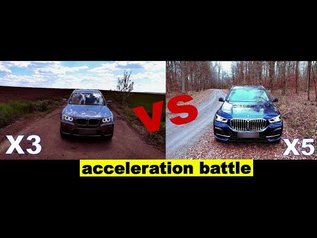 Acceleration battle X3 vs X5 | 1/4 mile & 0-100 km/h | 2013 vs 2020 | F25 vs G05 | stage 1 vs stock