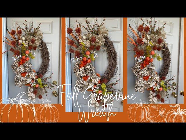 HOW TO DESIGN AN EASY FALL GRAPEVINE WREATH DIY | DOLLAR TREE FALL CRAFTS HOME DECOR