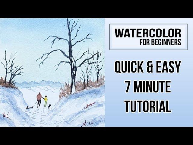 Try Painting Your FIRST WATERCOLOR Snow Landscape and Trees