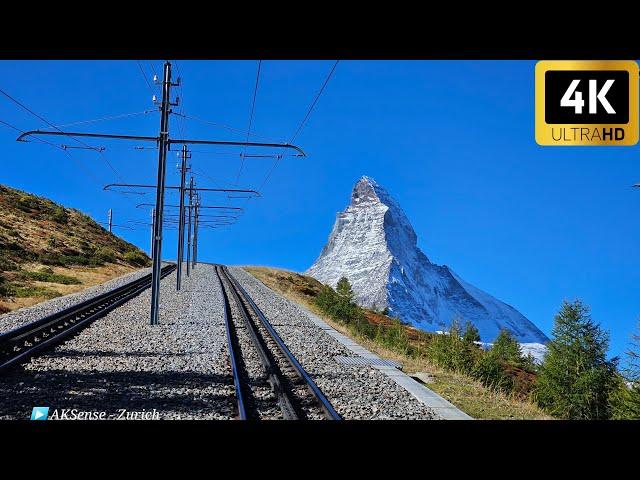 Cab Ride - Gornergrat Bahn Matterhorn Railway, Zermatt Switzerland | Train Driver View | 4K 60fps